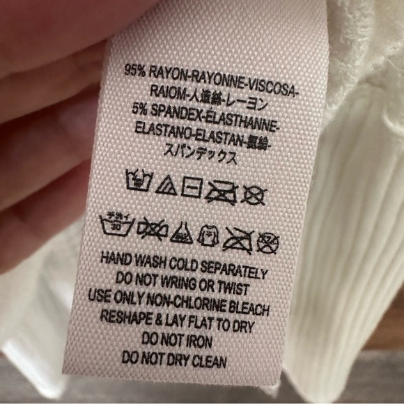 FREE PEOPLE Kristina Drippy Thermal Sweater Top High Low Hem Rayon White  XS - Picture 6 of 8